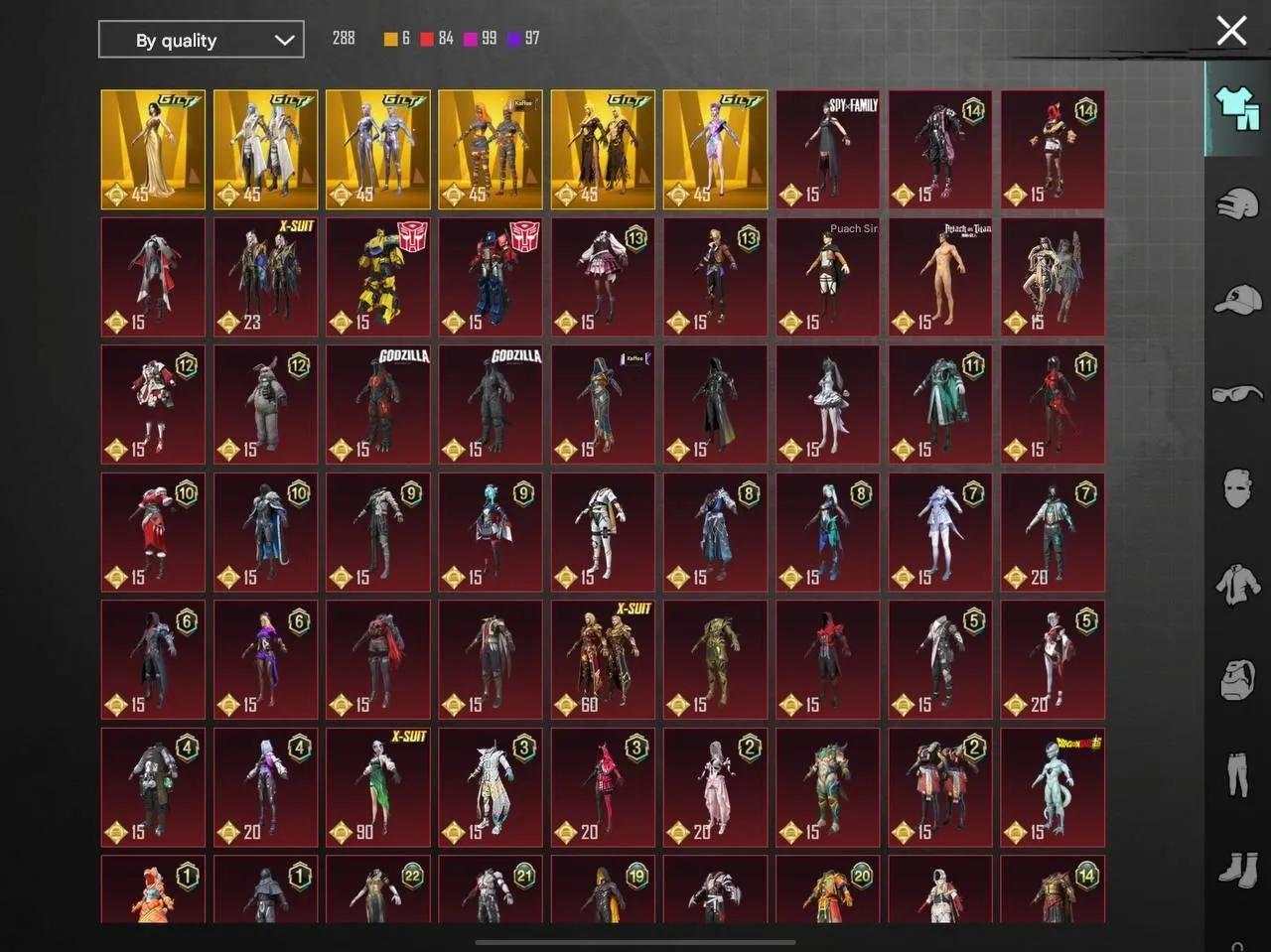 PGM265 Galadria Lv.4, Ignis Lv.3, 3 Full M416 Evo, 40+ Lab Guns, 100+ Mythics, 27 Killchats, Full Pineapple, Cars (G)